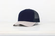 Custom Navy/Light Grey Five Panel SMCo Private Label Leather Patch Trucker Hat - Savannah Moss Co.