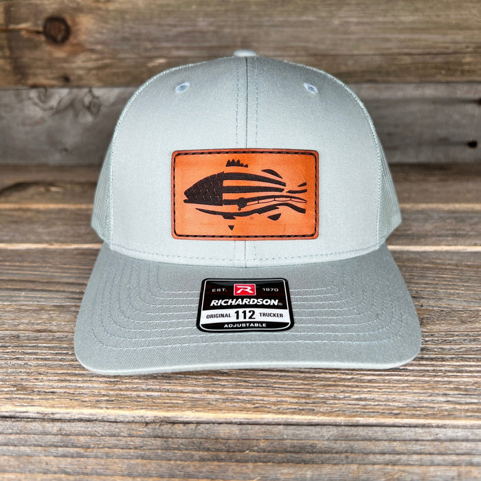 Fish Flag Leather Patch Trucker Hat - Savannah Moss Co.