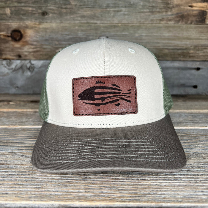 Fish Flag Leather Patch Trucker Hat - Savannah Moss Co.