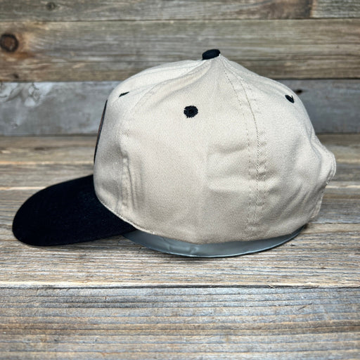 GOOD VIBES VINTAGE KHAKI/BLACK LEATHER PATCH HAT - Savannah Moss Co.