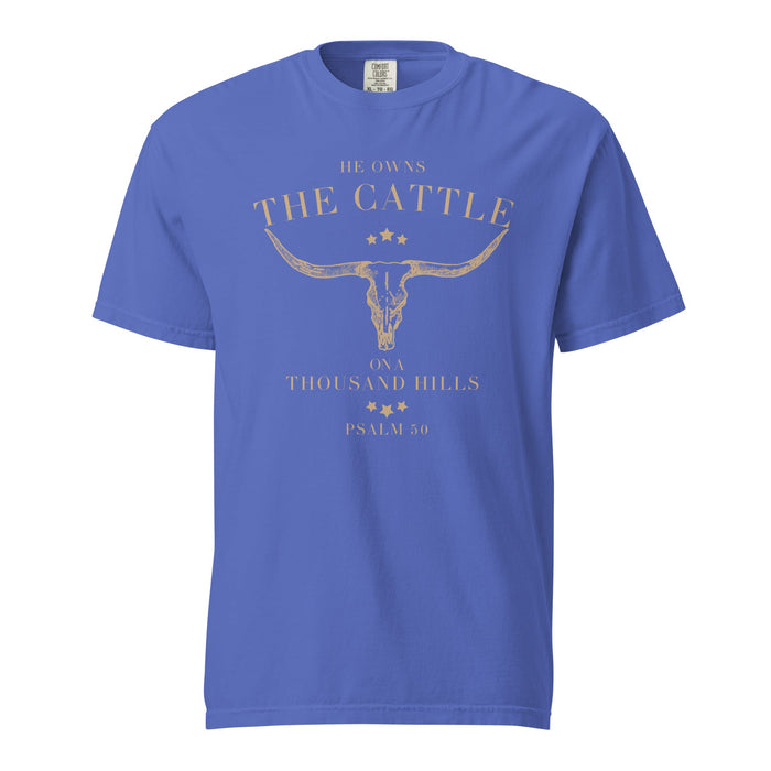 PSALM 50: He Owns the Cattle short sleeve garment-dyed heavyweight t-shirt - Savannah Moss Co.