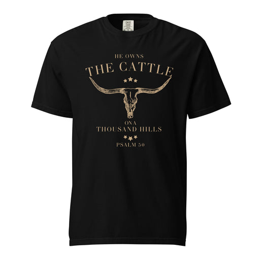 PSALM 50: He Owns the Cattle short sleeve garment-dyed heavyweight t-shirt - Savannah Moss Co.