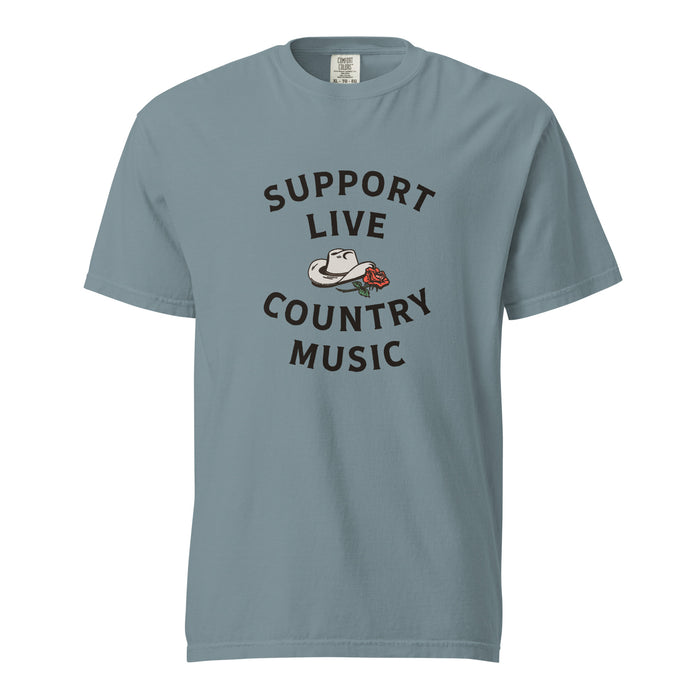 SUPPORT LIVE COUNTRY MUSIC garment-dyed heavyweight  short sleeve t-shirt