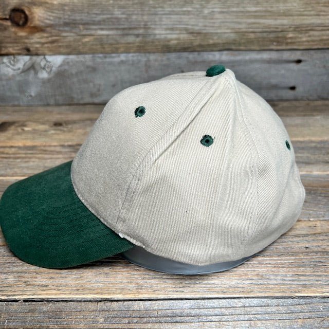 Vintage Custom Leather Patch Toppers Khaki/Green 90s Hat - Savannah Moss Co.