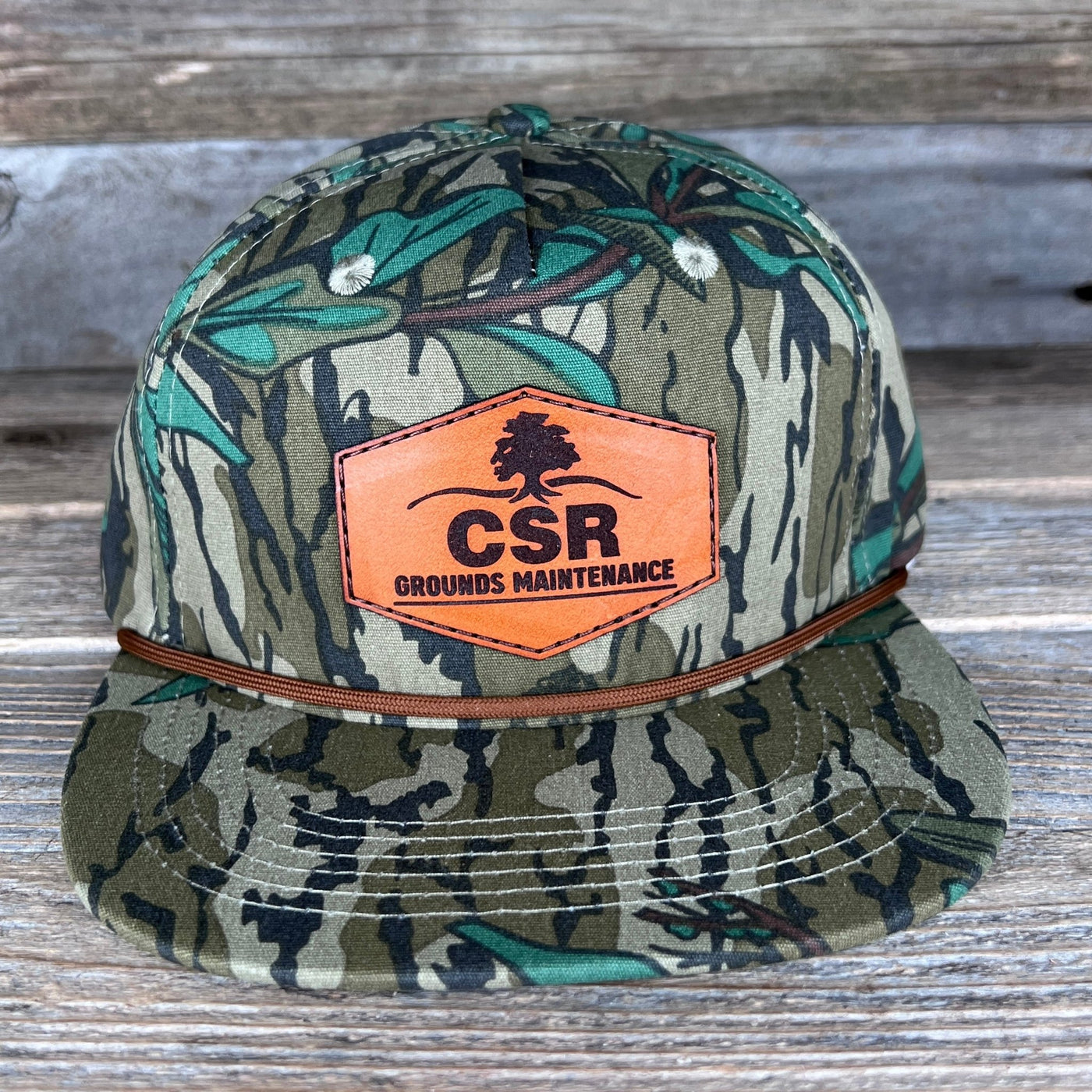 Custom Leather Patch Mossy Oak Greenleaf Pinhoti Series Goat Rope Hat ...