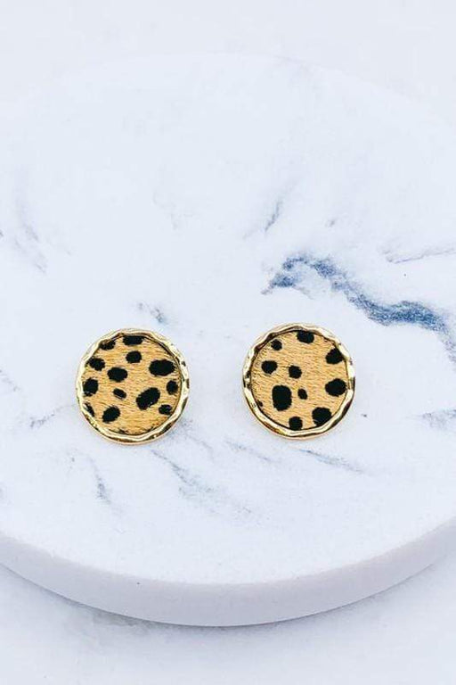 Dalmation Beige Animal Print Post Earrings - Savannah Moss Co. Clothing & Goods Boutique