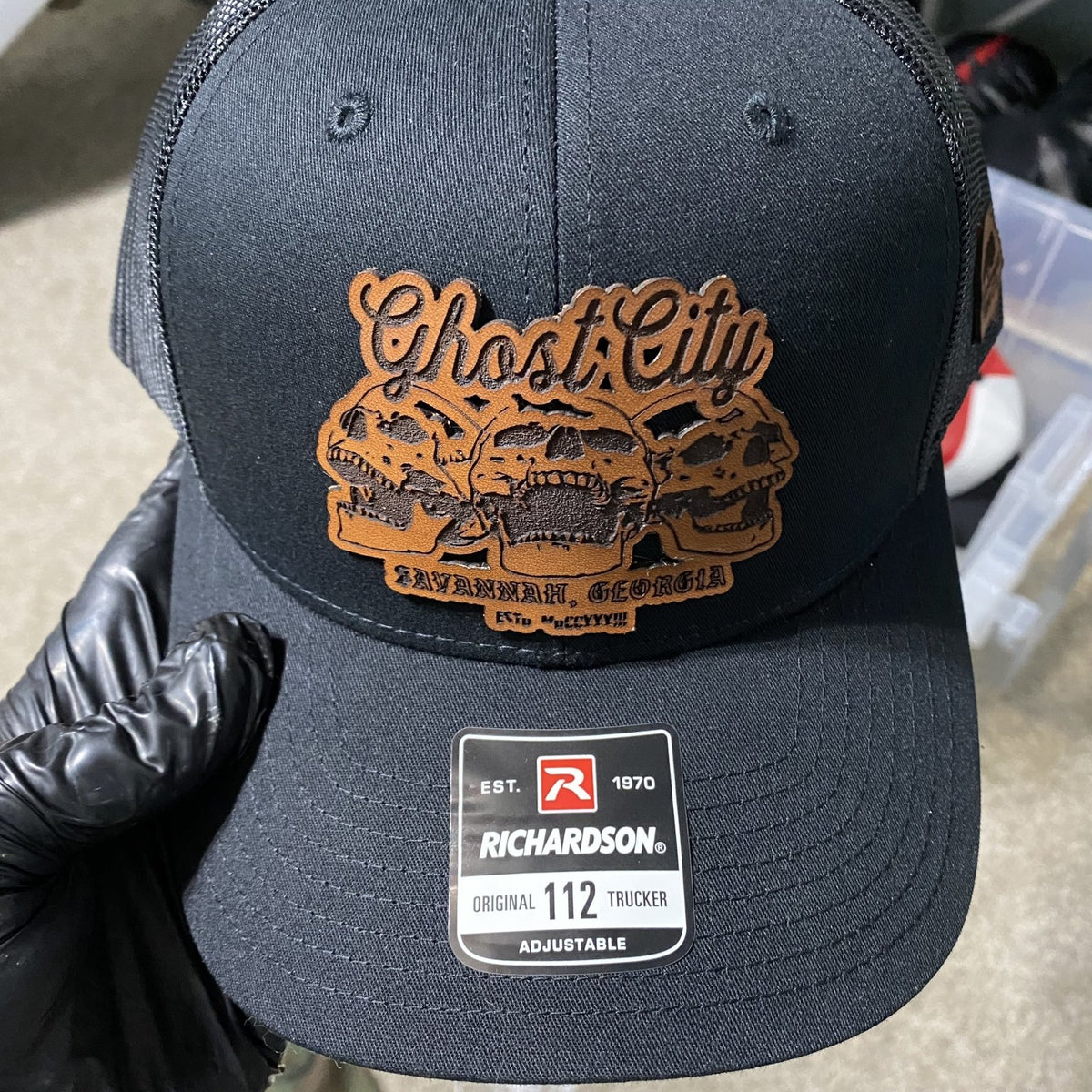 Ghost City Leather Patch Hat with Side patch — Savannah Moss Co.