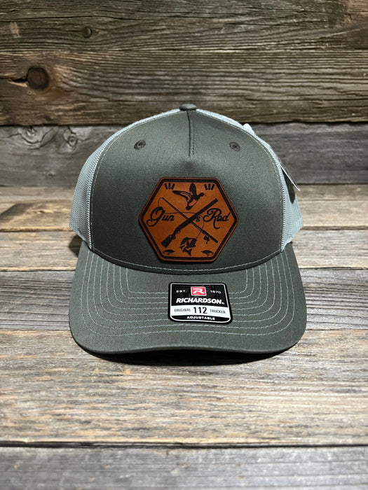 Gun & Rod Hunting Fishing Leather Patch Hat — Savannah Moss Co.