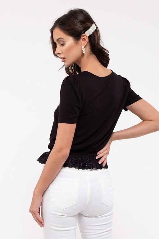 Ladies' Black Lace Ruffle Top - Savannah Moss Co. Boutique