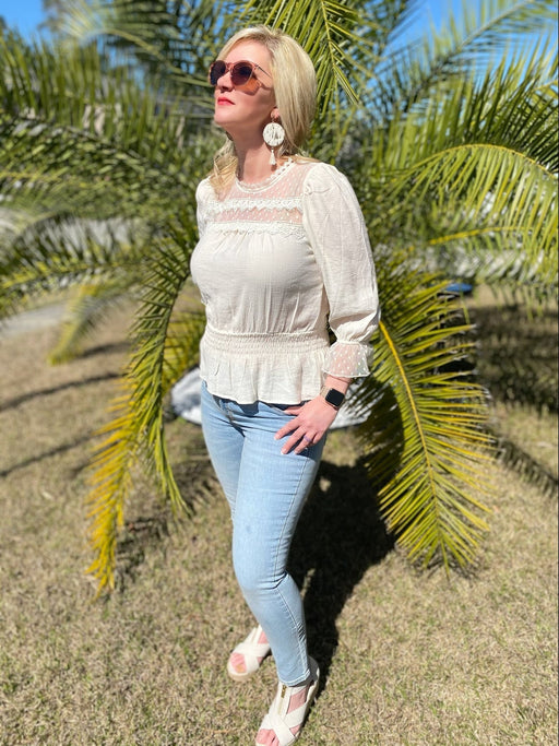 Ladies' Natural Round Neck Top - Savannah Moss Co. Boutique