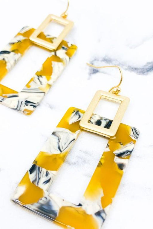 Mustard Acetate Rectangle Earrings - Savannah Moss Co. Clothing & Goods Boutique