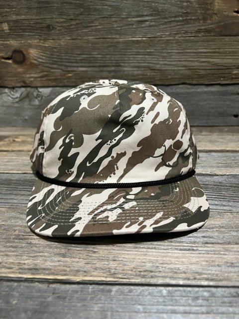 Old School Duck Pellet Camo Leather Patch Rope Snapback Hat — Savannah ...