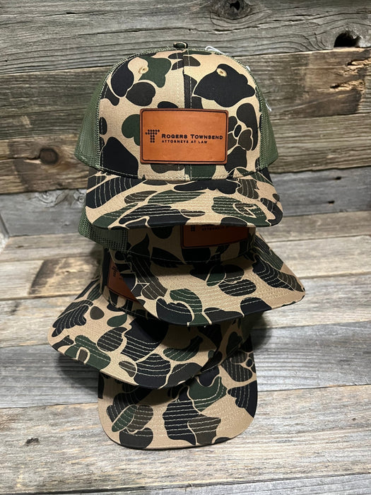 New Old School Duck Camo with Leather Patch Hat