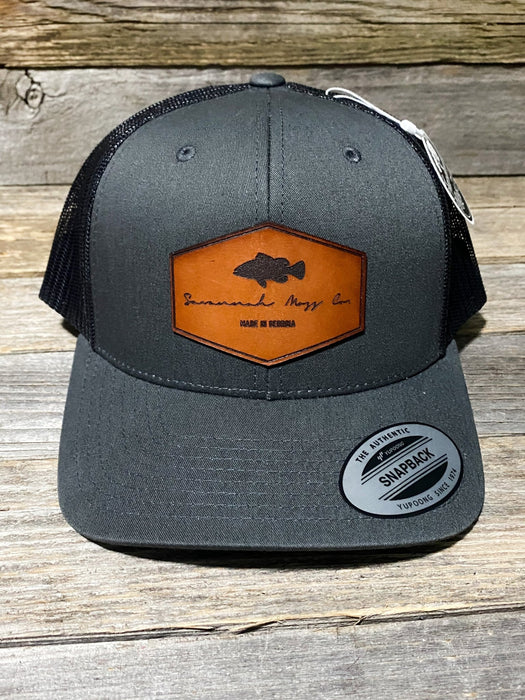 Duck Camo/Tobacco Leather Patch Trucker Hat — Savannah Moss Co.
