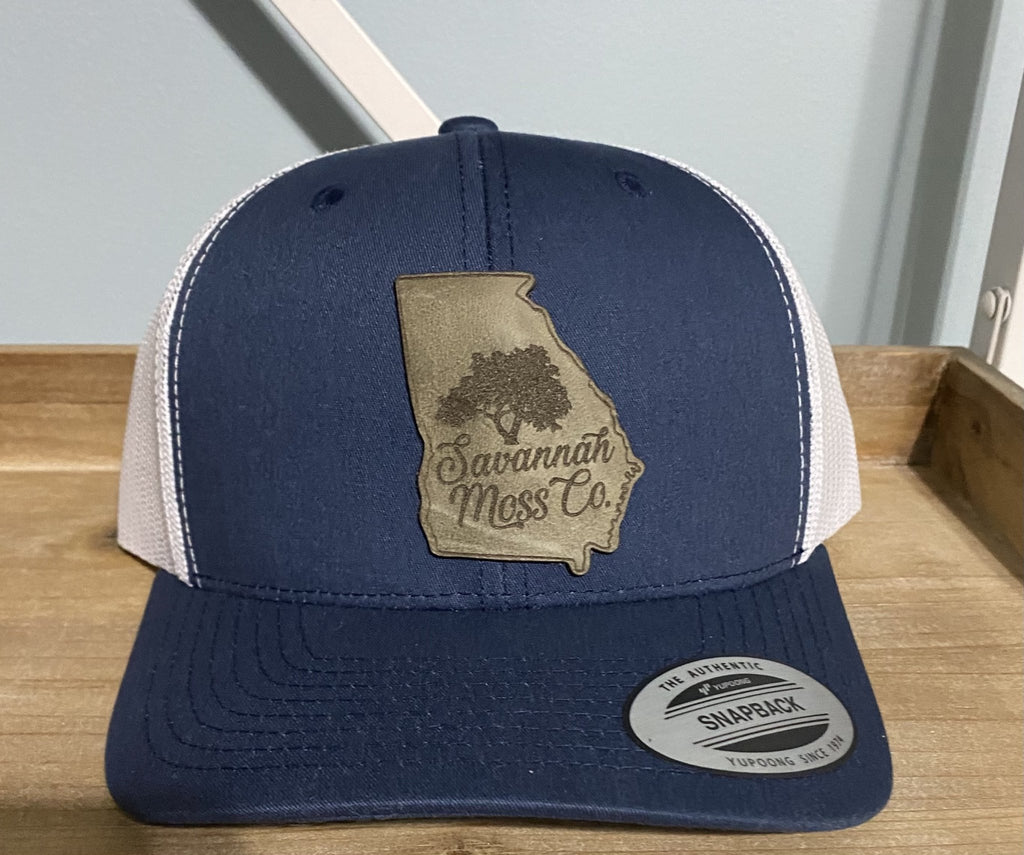 Savannah Moss Co. Camo/Black Leather Patch Hat
