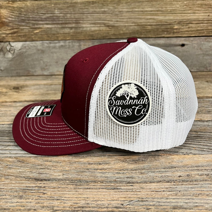 South Carolina Gamecocks State Leather Patch Trucker Hat - Savannah Moss Co.